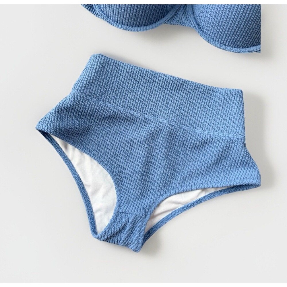 PINK Victoria’s Secret Blue Textured Bikini Size XS Swimsuit Push-up - Picture 3 of 5
